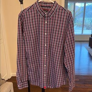 UNTUCKit Men's Navy, Red & White Plaid Button-Down Shirt